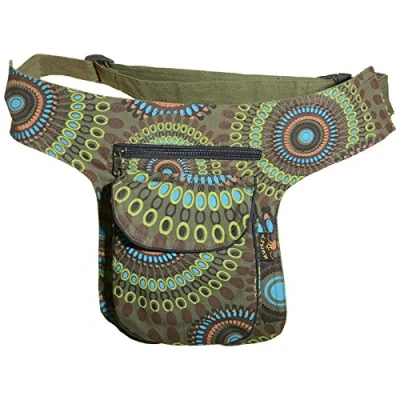 Abbildung von Kunst und Magie Bauchtasche Mandala Print Gürteltasche Festivaltasche, Farbe:Army Green