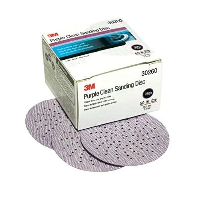 Abbildung von 3M Hookit Purple Clean Schleifscheibe 343U, 30260, 3 Zoll, P800, 50 Scheiben pro Karton