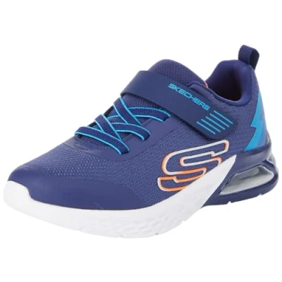 Abbildung von Skechers Boys Sneaker, Marineblaues Textil Synthetik Blau Orange Besatz, 30 EU