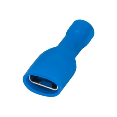 Abbildung von Heschen Schnellkupplungsbuchse Vinyl vollisoliert, FDFD2 250, 6,3 x 0,8 mm Kabelschuh, für 1,5 2,5 mm² (16 14 AWG), Blau, 100 Stück
