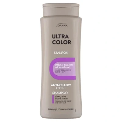 Abbildung von JOANNA Ultra Color Silber Shampoo für Frauen Farbverstärkendes Neutralisierung von Unerwünschten Gelbtönen Erleichtert das Kämmen der Haare Silberblondtöne 400 ml