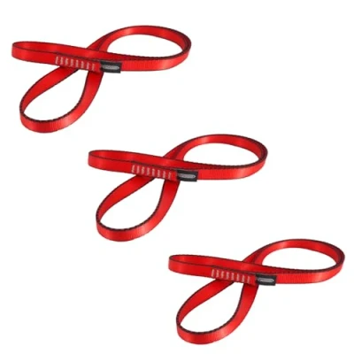 Abbildung von NewDoar Kletterschlinge 16 mm Nylon Schlingenläufer 22 KN 4840 LB Kletterseil zum Klettern, Erstellen von Ankersystemen, Abseilausrüstung, perfekt für Baumarbeiten Red/60/3