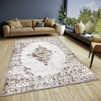 Abbildung von Hanse Home Retro Teppich Orientalisch Orientalischer Kurzflor Wohnzimmerteppich im Vintage Look, Orient Läufer für Schlafzimmer, Esszimmer, Wohnzimmer, Flur, Küche Creme Braun, 57x90cm