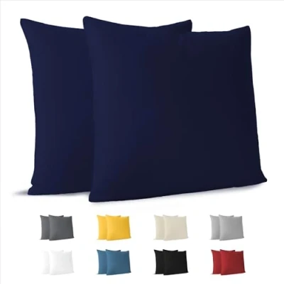 Abbildung von Kissenbezug 65 x cm (2er Pack) 100% Jersey Baumwolle 150 g/qm Kissenbezüge Dunkelblau Für Kissen Kissenhülle Resistent und Hypoallergen Dreamzie