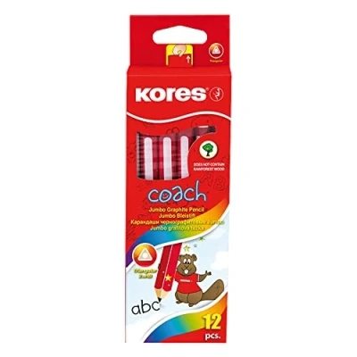 Abbildung von Kores Trainer: Jumbo Bleistifte für Kinder, weiche HB Mine und Radiergummispitze, dreieckige ergonomische Form, Schulbedarf die Entwicklung von Schreibfähigkeiten, 12er Pack
