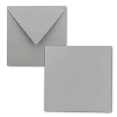 Abbildung von Quadratisches Einzelkarten Set 15 x cm mit Brief Umschlägen Hellgrau 25 Stück für Grußkarten &amp; mehr FarbenFroh by GUSTAV NEUSER