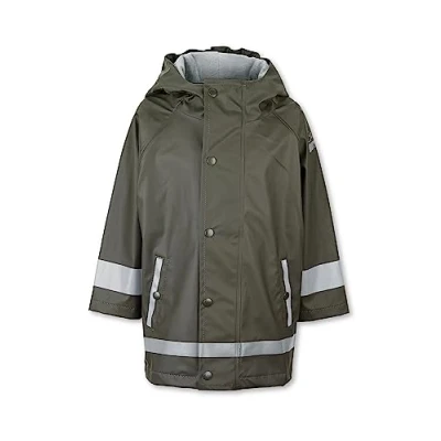 Abbildung von Sterntaler Regenjacke ungefüttert uni Kinder wasserdicht Jungen Jacke mit verschweißten Nähten, Kapuze und reflektierenden Details robuste Regenbekleidung mattgrün, Größe 98