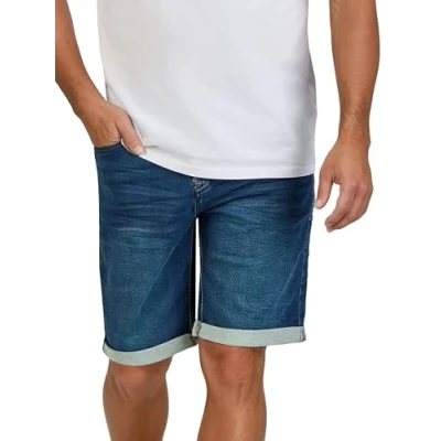 Abbildung von DENIMFY Jeans Shorts Herren Stretch Kurz Regular Fit DFAri Kurze Hosen Sommer Denim Einfarbig, Größe:31, Farben:Light Blue (L114)