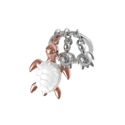 Abbildung von Metalmorphose MTM195 01 Schlüsselanhänger Schildkröte mit 2 Babys, Silber und Gold., S, Einzigartig