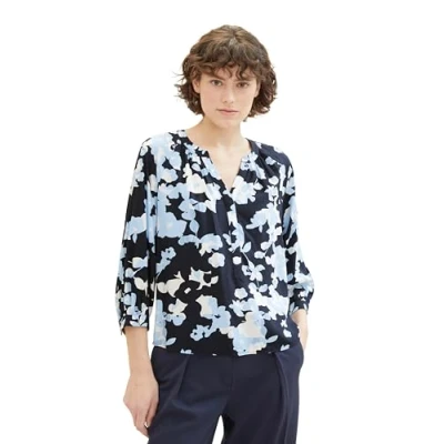 Abbildung von TOM Tailor MIT Lenzing TM Ecovero Bluse, Damen, Größe: 36, Blue cut floral design