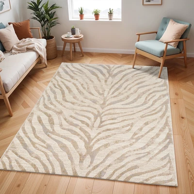 Abbildung von Surya Luanda Teppich Wohnzimmer Boho, großer Schlafzimmer 120x170 cm für Esszimmer mit geometrischem Muster, Skandinavischer Wohnzimmerteppich modern in Hellgrau und Beige