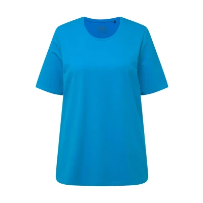 Abbildung von Ulla Popken Rundhalsausschnitt Halbarm Tshirt basic, Damen, Größe: 58/60, Sapphire blue