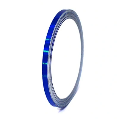 Abbildung von (0,79 /m) 10 Meter Hologramm Zierstreifen Basteln Möbel Auto Motorrad Modellbau Deko Dekorstreifen Klebestreifen selbstklebend DIY (Hologramm Blau, 5mm Breite)