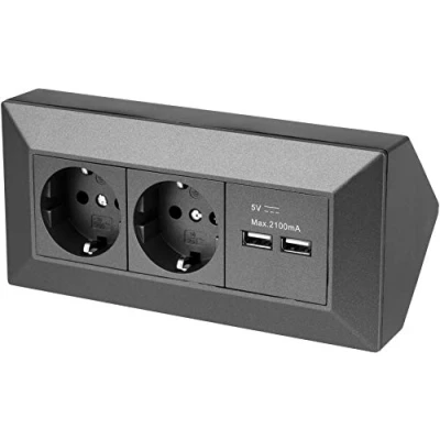 Abbildung von Steckdosenleiste 2 fach, USB, Serie C1 anthrazit