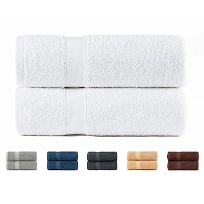Abbildung von Todocama 2 große Badetücher, 100% Baumwolle, 550 g/m², extra weich, sehr saugfähig und schnell trocknend, Maße 100 x 150 cm, Weiß