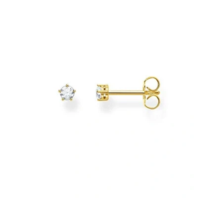 Abbildung von Thomas Sabo Einzel Ohrstecker weißer Stein gold vergoldetes Silber H2148 414 14