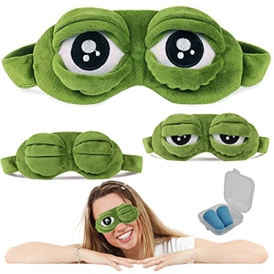 Abbildung von SwirlColor Schlafmaske Augenbinde Augenklappe Kreative Cartoon Frosch Augenmaske Augenabdeckung Flaum Cute (1)