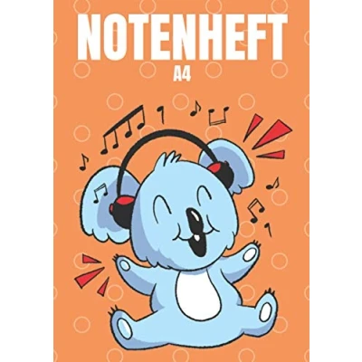 Abbildung von Notenheft A4: Schreibheft mit Notenlinien Notizbuch für Musiker, Lehrer und Schüler Klavier, Gitarre Hilfslinien 120 Seiten