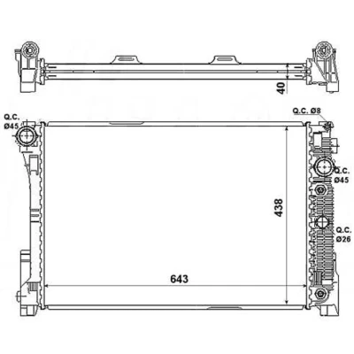 Abbildung von NRF 53968 Kühler, Motorkühlung Aluminium 643 438 40 Kühlrippen gelötet MERCEDES BENZ: C Class T modell, E Saloon, Saloon
