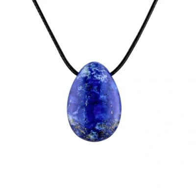 Abbildung von PURAJA Edelstein Anhänger aus echtem Naturstein: Lapislazuli Kristall Kette mit Tropfen inkl. edlem Kordband Premium Heilstein/Glücksstein hochwertigen Mineralien