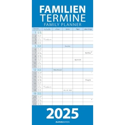 Abbildung von Blau 2025 Familienplaner Familien Timer Termin Planer Kinder Kalender 22x45