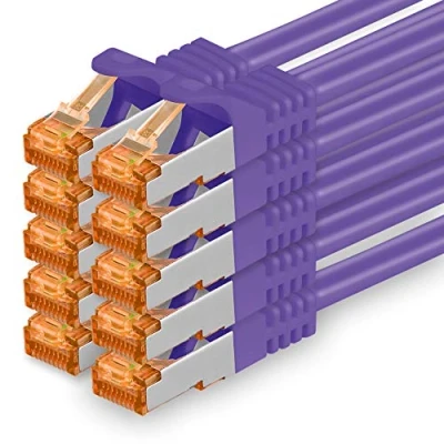 Abbildung von 1aTTack.de 3m Cat.7 Netzwerkkabel Violett 10 Stück Gigabit Ethernet LAN Kabel 10000 Mbit S Patchkabel Cat7 FTP PIMF Schirmung LSZH Rohkabel Rj45 Stecker Cat 6a x 3 Meter