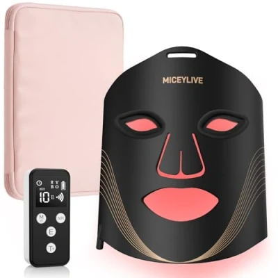 Abbildung von MICEYLIVE Led Maske Gesicht mit 6 Modi für Anti Aging Falten Akne, Hautstraffung das Gesicht, Aufladbar Fernbedienung Gesichtsmaske Lichttherapie Nahinfrarot Hautpflege zu Hause