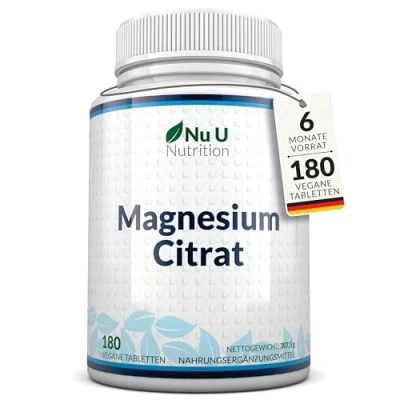 Abbildung von Magnesiumcitrat 200mg 180 Magnesium Tabletten pro 6 Monatesvorrat Hochdosiert Nu U Nutrition