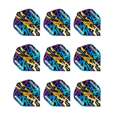 Abbildung von RED DRAGON Gerwyn Price Hardcore Premium Regenbogen und Gold Dartflug 3 Set pro Packung (insgesamt 9 Dart Flights)