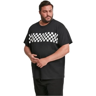 Abbildung von Urban Classics CHECK PANEL Tshirt print, Herren, Größe: Medium, Black/white