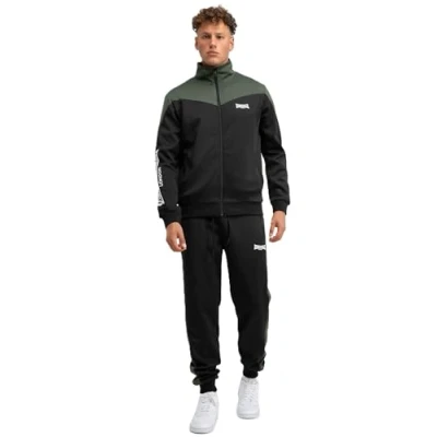 Abbildung von Lonsdale Normale Passform Caunton Trainingsanzug, Herren, Größe: Large, Black olive white
