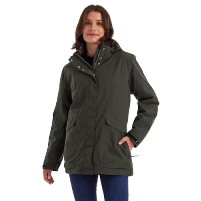 Abbildung von killtec Damen Funktionjacke/Outdoorjacke wasserdicht mit abzippbarer Kapuze Jacke, dunkeloliv, 48, 43285 000