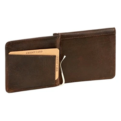 Abbildung von LEAS Dollar &amp; Money Clip Geldscheinklammer m. Münzfach im Vintage Style Echt Leder, braun Collection