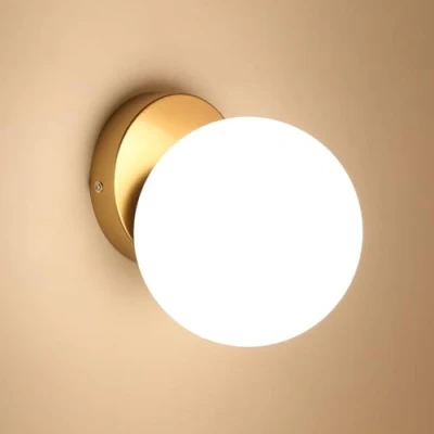 Abbildung von Comely Moderne Wandlampe E27, Dekorative Wandleuchte aus Glas und Metall in Antik Gold, Design Beleuchtung für Flur, Schlafzimmer Treppenhaus
