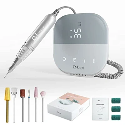 Abbildung von JCMASTER® TouchPro+ Nagelfräser Premium Set Für Gelnägel &amp; Acrylnägel inkl 6x Bits, 3 Schleifband 35000 U/min Profi Fußpflege Elektrisch, Touchbedienung