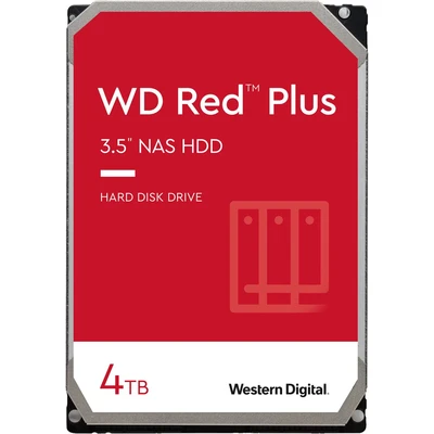 Abbildung von WD Red Plus interne Festplatte NAS 4 TB (3,5 Zoll, Workload Rate 180 TB/Jahr, 5.400 U/min, 256 MB Cache, MB/s Übertragungsrate, NASware Firmware für Kompatibilität, 8 Bays) Rot