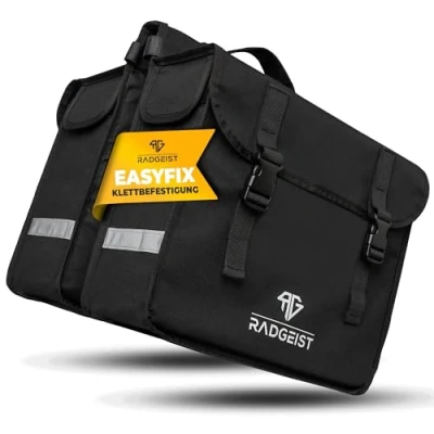Abbildung von RADGEIST Gepäckträgertasche doppelt I Doppeltasche für Gepäckträger 30L Einfache Befestigung, Fahrradtasche schwarz