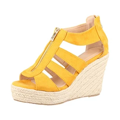 Abbildung von Elara Jumex Damen Sandalette Keilabsatz Plateau Chunkyrayan TH82221 Yellow 40