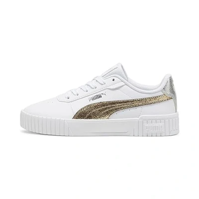 Abbildung von PUMA Damen Carina 2.0 Metallic Shine Sneaker, White Gold Silver, 37.5 EU