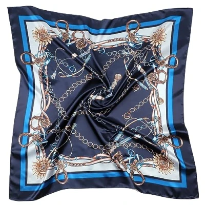 Abbildung von DRESHOW 90x90cm Große Quadratische Schals für Damen Seide Kopftuch Bandanas Haartuch Halstuch Haarschmuck