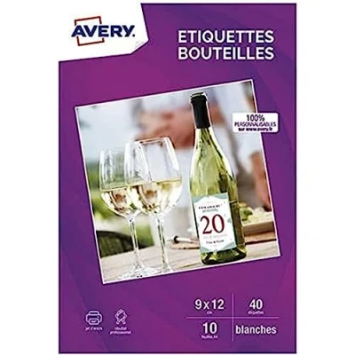 Abbildung von AVERY 40 selbstklebende Etiketten für Flaschen, Format 90 x 120 mm, Tintenstrahldruck