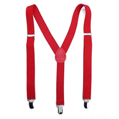 Abbildung von Boolavard Herren Damen Long Hosenträger Y Form Style 3er Clips elastisch Schmal Unifarbe und Bunt mit verschiedenen Motiv, Dunkelrot, 133cm / 52 Inches