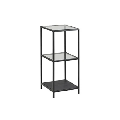 Abbildung von AC Design Furniture Jörn Metall Bücherregal mit 2 Ablagen, Regal aus und Glas im Industrial Style, Aufbewahrungsregal für Wohnzimmer, Home Office Möbel, Schlafzimmermöbel, Einfache Montage