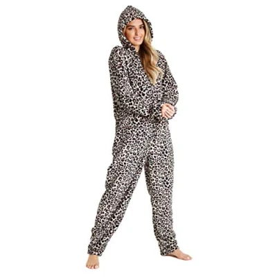 Abbildung von CityComfort Jumpsuit Damen Kuschelig Fleece Einteiler Schlafanzug Onesie S XL (Braun, S)