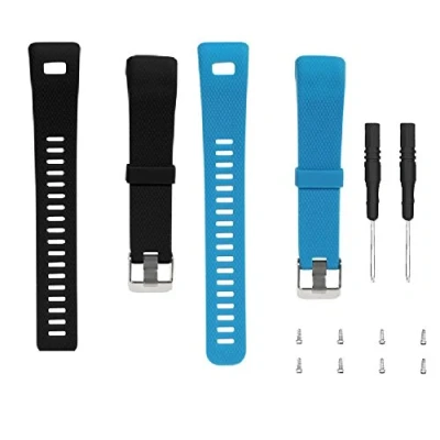Abbildung von WEINISITE Armband für Garmin vívosmart HR +, Soft Silikon Ersatzarmband Plus (Schwarz+blau)