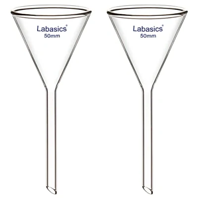 Abbildung von Labasics Borosilikatglas Trichter, 2er Pack Schwere Glaswand Trichter Glass Funnel Kurzer Stiel 50 mm Durchmesser, Stiellänge