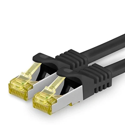 Abbildung von 1aTTack.de Cat.7 Netzwerkkabel 10m Schwarz 1 Stück Cat7 Ethernetkabel Netzwerk LAN Kabel Rohkabel 10 Gb s SFTP PIMF LSZH Set Patchkabel mit Rj 45 Stecker Cat.6a