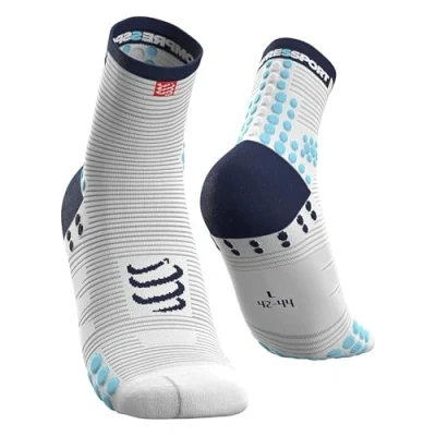 Abbildung von COMPRESSPORT Unisex Pro Racing V3.0 Run High Laufsocken, Weiß Blau, 42 44 EU