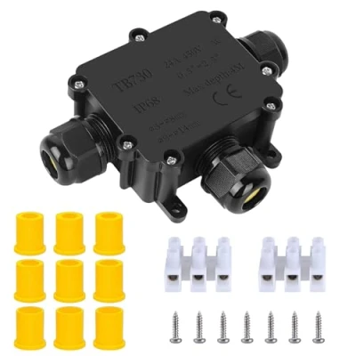 Abbildung von SZFUDIGO abzweigdose wasserdicht,abzweigdose ip68 verteilerdose außen wasserdicht,stromverteiler aussen erdkabel verbinder wasserdicht,3 Wege T Form415 mm Schwarz 1 Pack