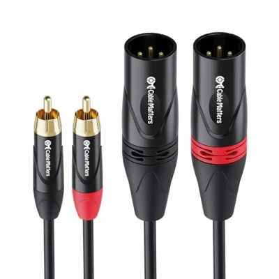 Abbildung von Cable Matters asymmetrischem Cinch auf XLR Kabel 3 m (2 RCA zu Stecker Kabel, Dual Chinch Kabel)